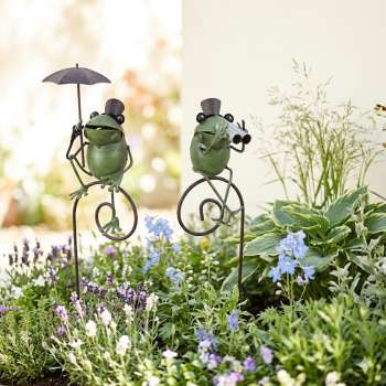 Der neugierige Beobachter: Frosch-Gartenstecker mit Fernglas